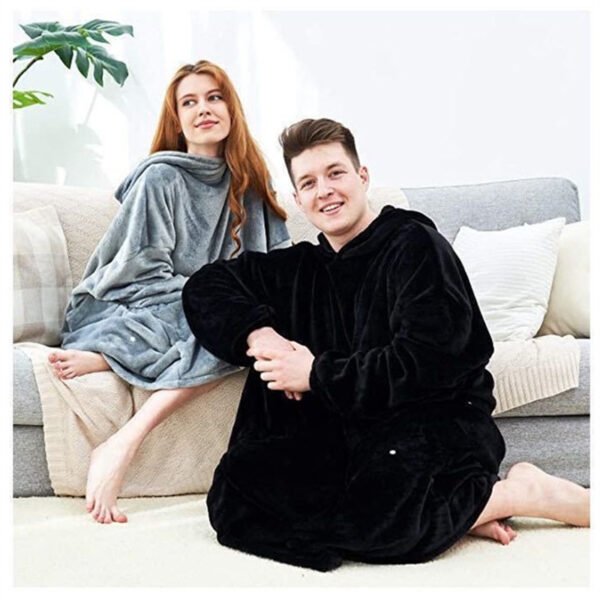 Flannel Thick Warm Blanket Hoodie - Image 2